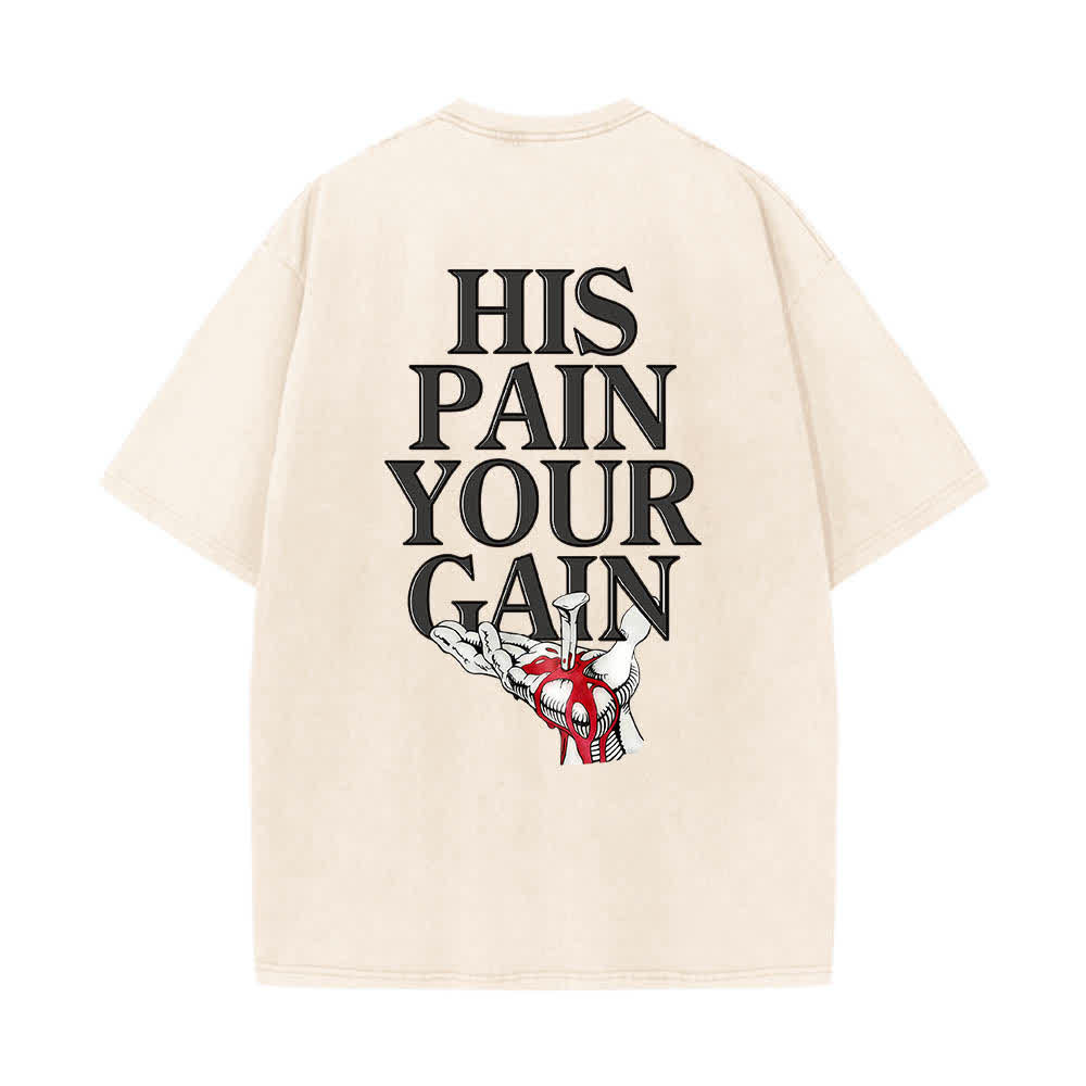 Christianartworkshop T-shirt lavata con stampa grafica "His Pain Your Gain" su entrambi i lati della Lord's Gym. - image 14
