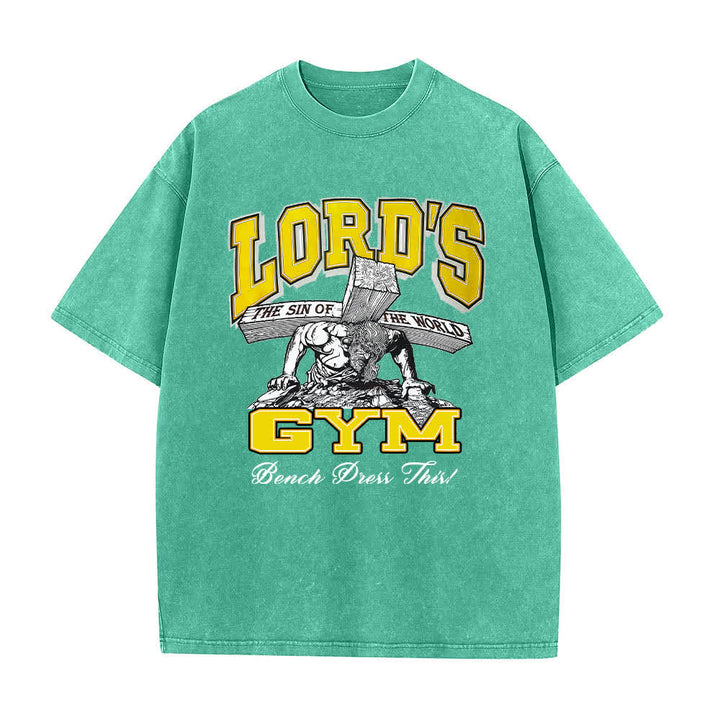 Christianartworkshop T-shirt lavata con stampa grafica "His Pain Your Gain" su entrambi i lati della Lord's Gym. - image 7
