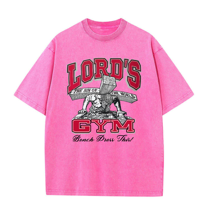 Christianartworkshop T-shirt lavata con stampa grafica "His Pain Your Gain" su entrambi i lati della Lord's Gym. - image 19