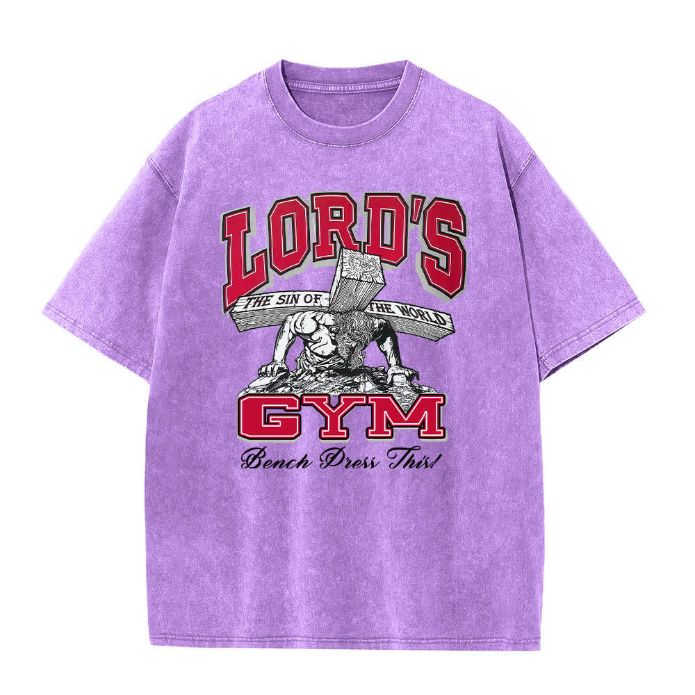 Christianartworkshop T-shirt lavata con stampa grafica "His Pain Your Gain" su entrambi i lati della Lord's Gym. - image 16