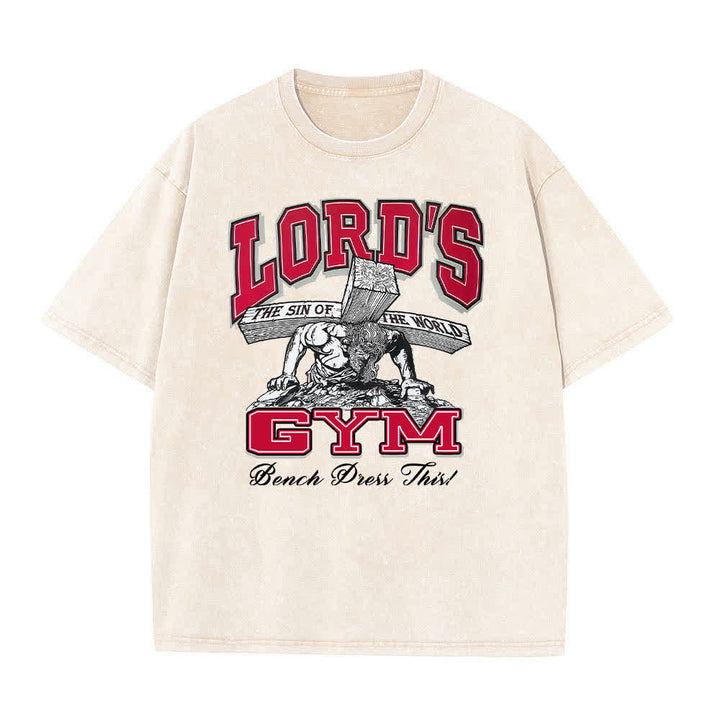 Christianartworkshop T-shirt lavata con stampa grafica "His Pain Your Gain" su entrambi i lati della Lord's Gym. - image 13