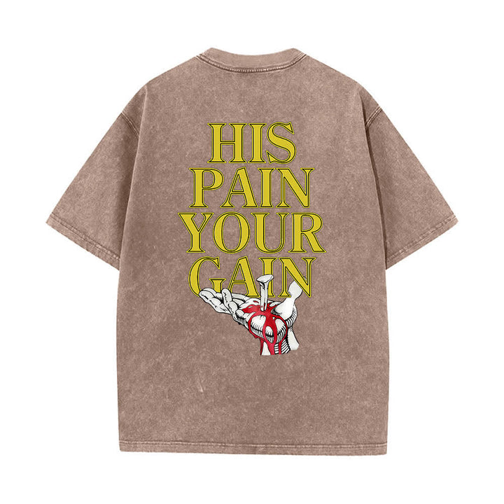 Christianartworkshop T-shirt lavata con stampa grafica "His Pain Your Gain" su entrambi i lati della Lord's Gym. - image 2