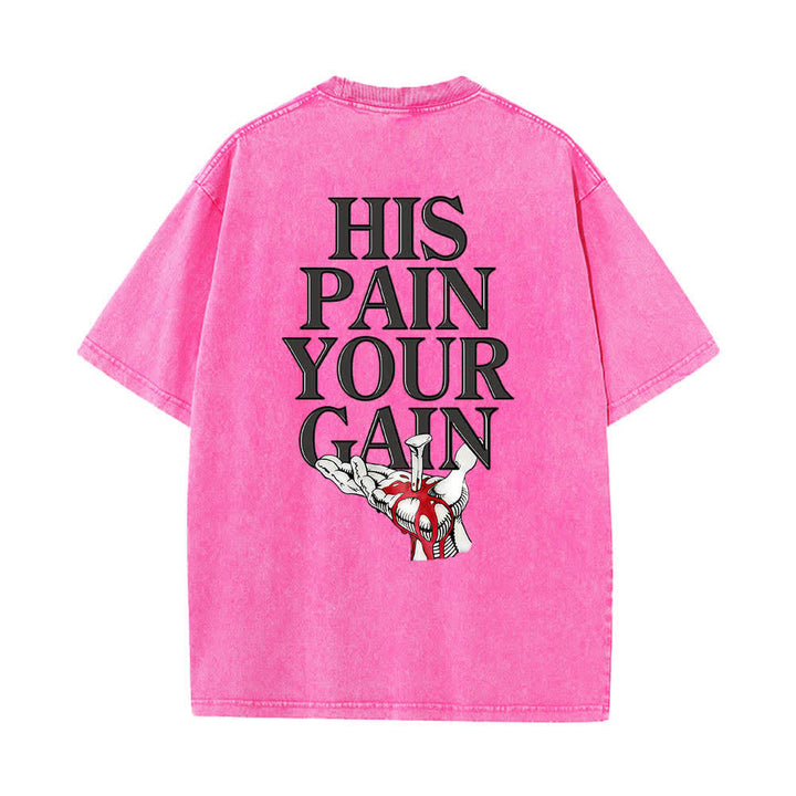 Christianartworkshop T-shirt lavata con stampa grafica "His Pain Your Gain" su entrambi i lati della Lord's Gym. - image 20