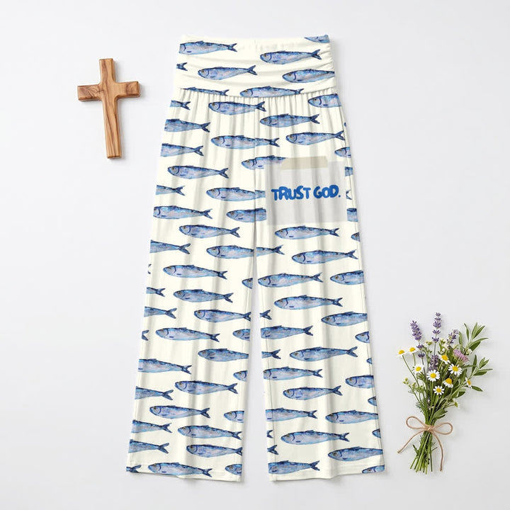 Christianartworkshop Pesci ad acquerello, fiducia in Dio, lettera artistica, fede casual, pantaloni a gamba larga da donna - US22,UK/AU26,EU54 (6XL) - image 0
