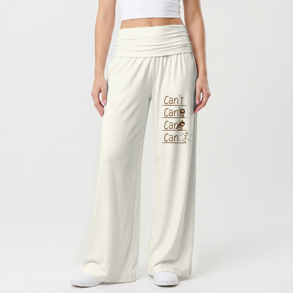 Christianartworkshop Pantaloni a gamba larga da donna casual con scritta "Non posso fare e posso fare" e "Fede in versione cartone animato" e scritta "Fede in versione casual". - image 1