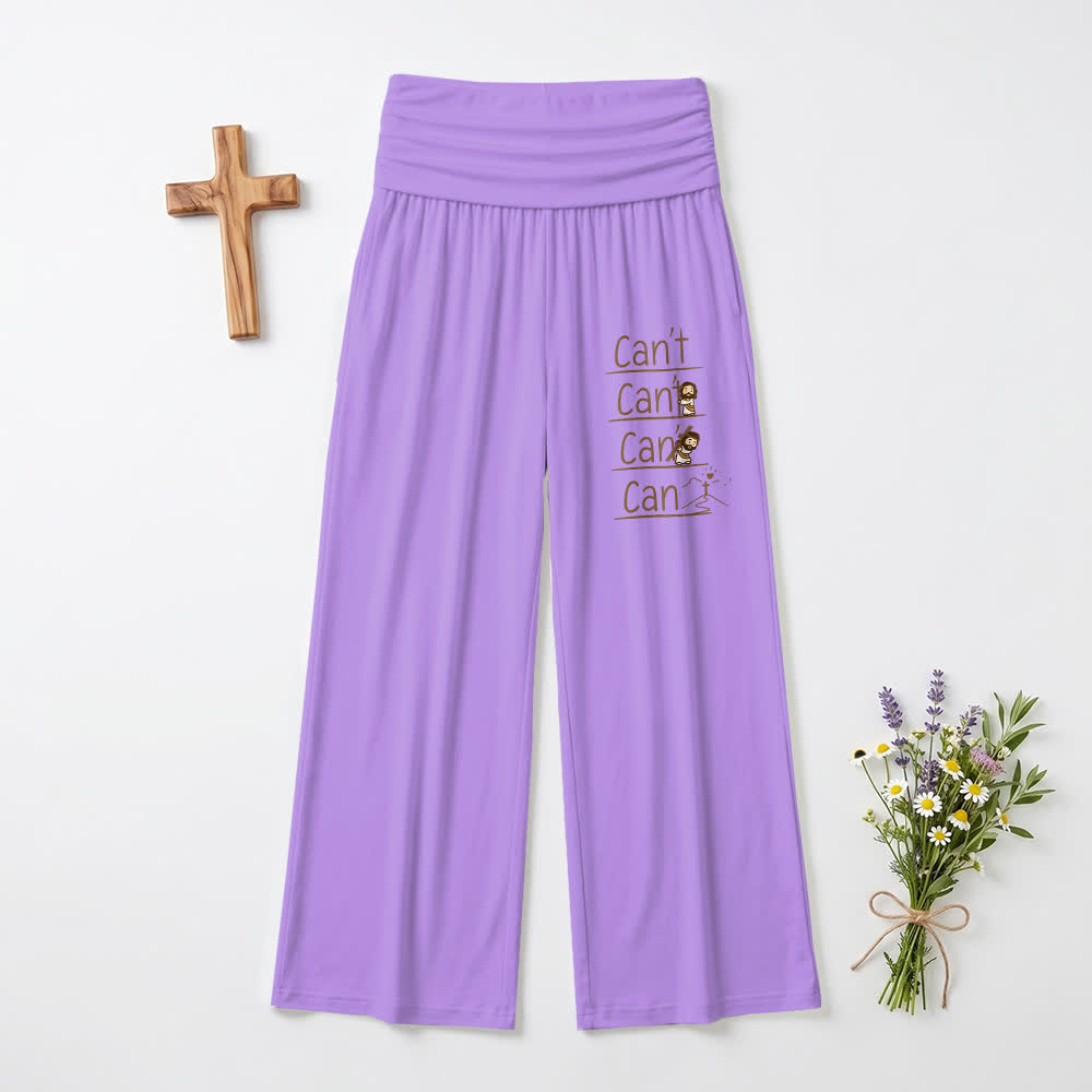 Christianartworkshop Pantaloni a gamba larga da donna casual con scritta "Non posso fare e posso fare" e "Fede in versione cartone animato" e scritta "Fede in versione casual". - Viola - US22,UK/AU26,EU54 (6XL) - image 9