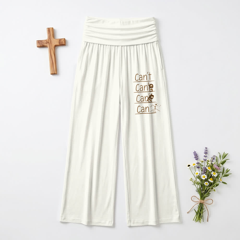 Christianartworkshop Pantaloni a gamba larga da donna casual con scritta "Non posso fare e posso fare" e "Fede in versione cartone animato" e scritta "Fede in versione casual". - Bianco - US22,UK/AU26,EU54 (6XL) - image 0