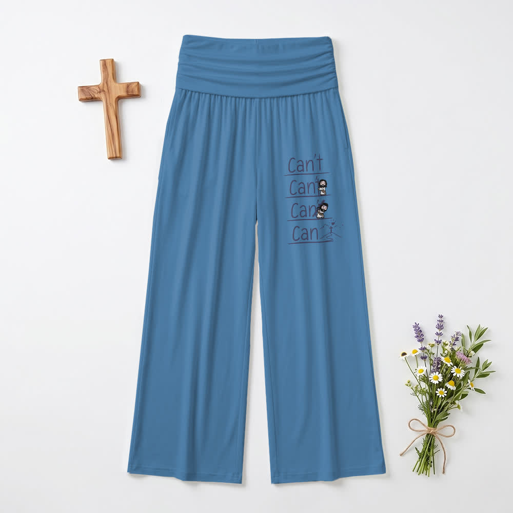 Christianartworkshop Pantaloni a gamba larga da donna casual con scritta "Non posso fare e posso fare" e "Fede in versione cartone animato" e scritta "Fede in versione casual". - Blu - US22,UK/AU26,EU54 (6XL) - image 3