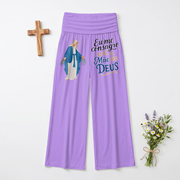 Christianartworkshop Pantaloni a gamba larga da donna con scritta in portoghese "Miracolosa Vergine Maria" - Viola - US22, UK/AU26, EU54 (6XL) - image 6