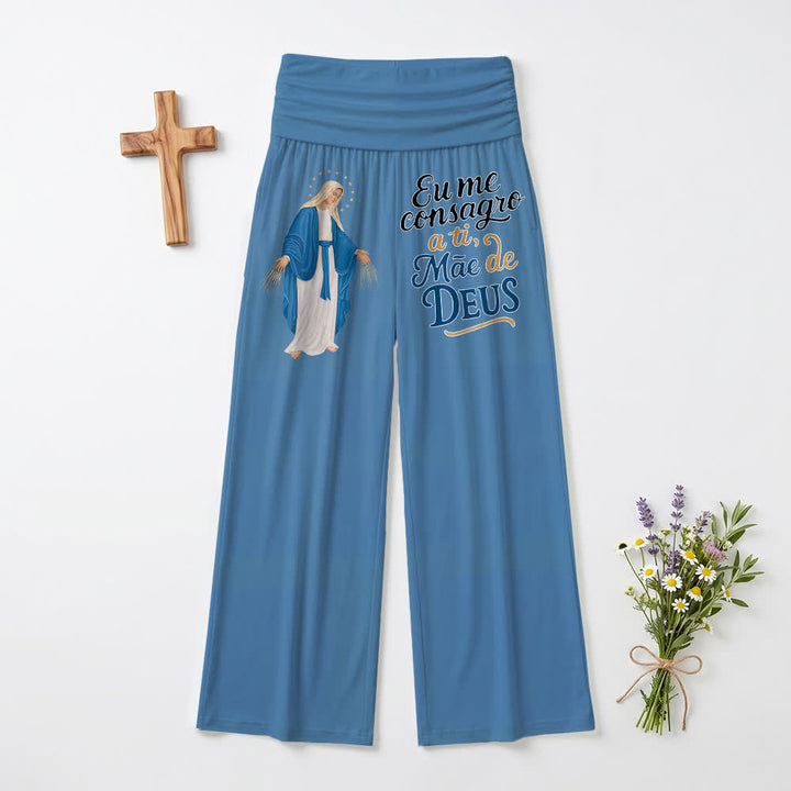 Christianartworkshop Pantaloni a gamba larga da donna con scritta in portoghese "Miracolosa Vergine Maria" - Blu - US22, UK/AU26, EU54 (6XL) - image 9