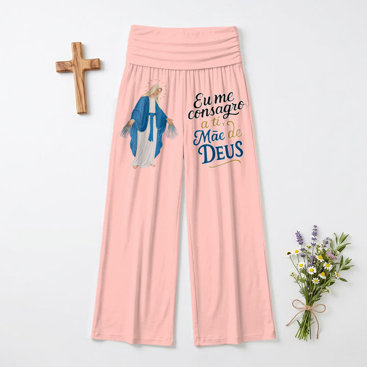 Christianartworkshop Pantaloni a gamba larga da donna con scritta in portoghese "Miracolosa Vergine Maria" - Rosa - US22, UK/AU26, EU54 (6XL) - image 12