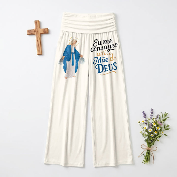 Christianartworkshop Pantaloni a gamba larga da donna con scritta in portoghese "Miracolosa Vergine Maria" - Bianco - US22, UK/AU26, EU54 (6XL) - image 3