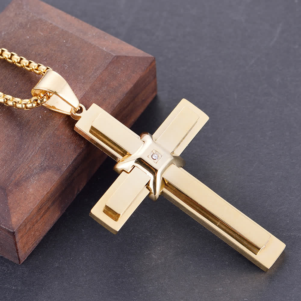 Collana con ciondolo a croce a strati Christianartworkshop : simbolo di fede e grazia eterna - D'oro - image 3