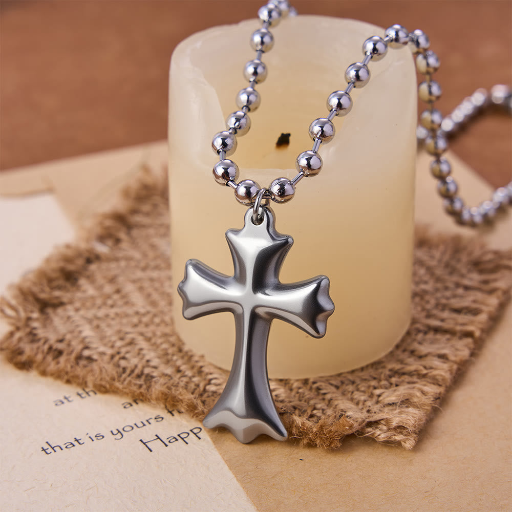 Christianartworkshop Collana con ciondolo a croce svasata e catena a sfere - Argento - image 0