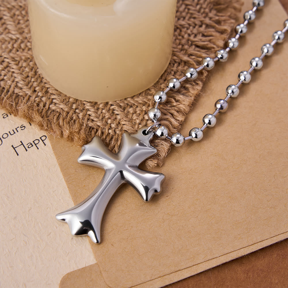 Christianartworkshop Collana con ciondolo a croce svasata e catena a sfere - image 3