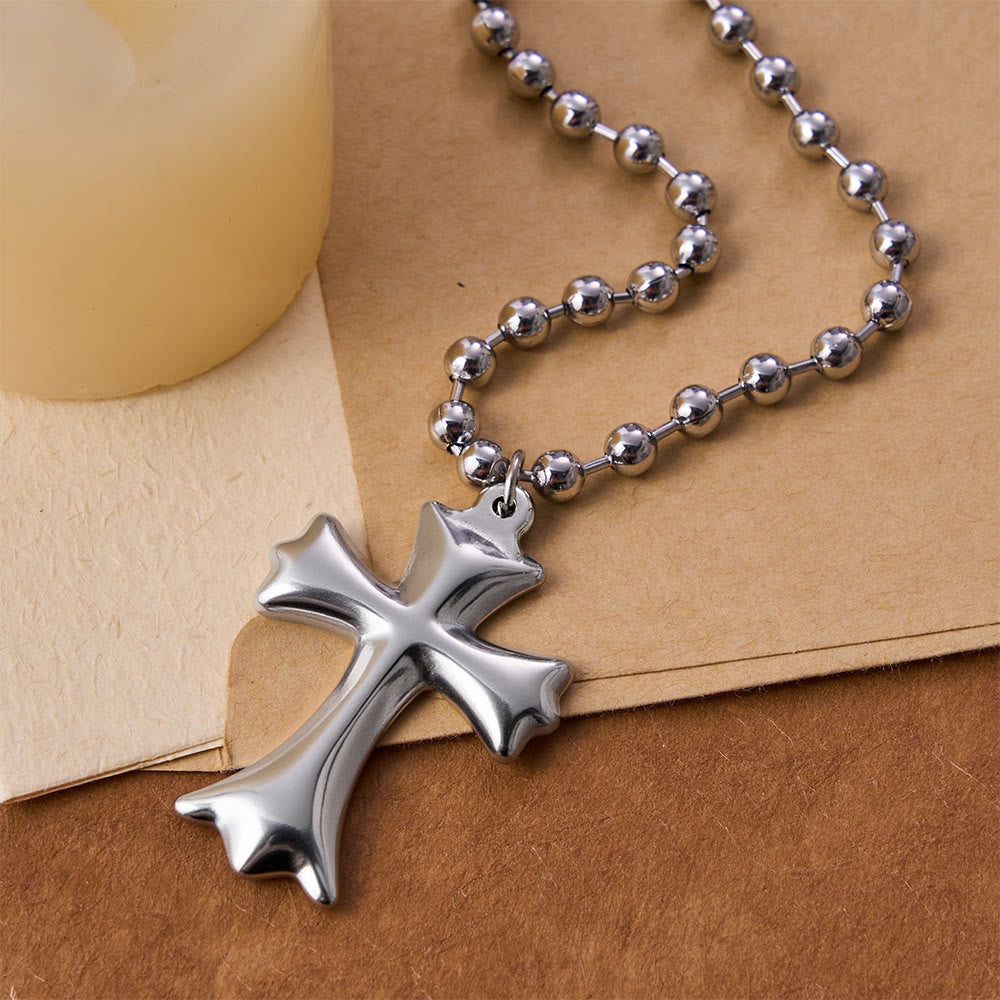 Christianartworkshop Collana con ciondolo a croce svasata e catena a sfere - image 2