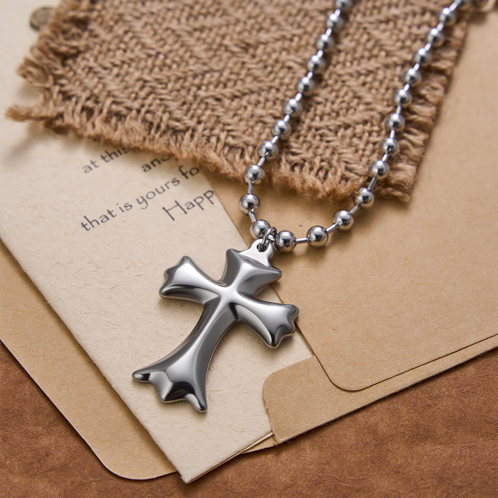 Christianartworkshop Collana con ciondolo a croce svasata e catena a sfere - image 1