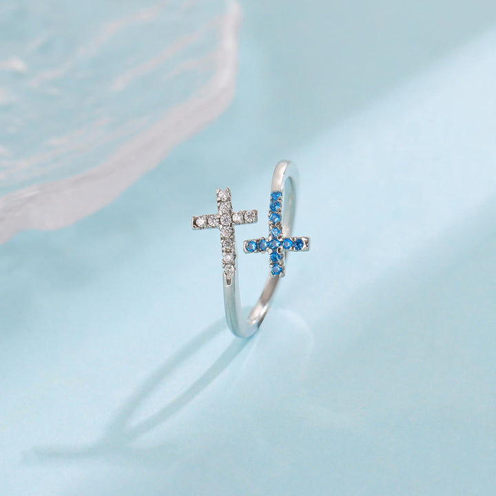 Christianartworkshop Anello regolabile cross bypass scintillante - image 4