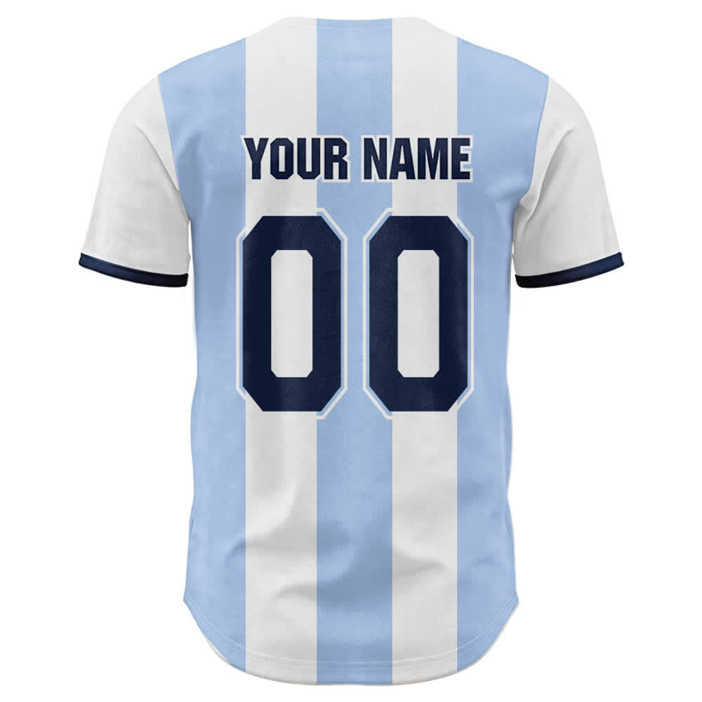 Maglia da baseball a righe con stampa a croce "Gesù è Re" personalizzata con nome e numero Christianartworkshop. - image 2