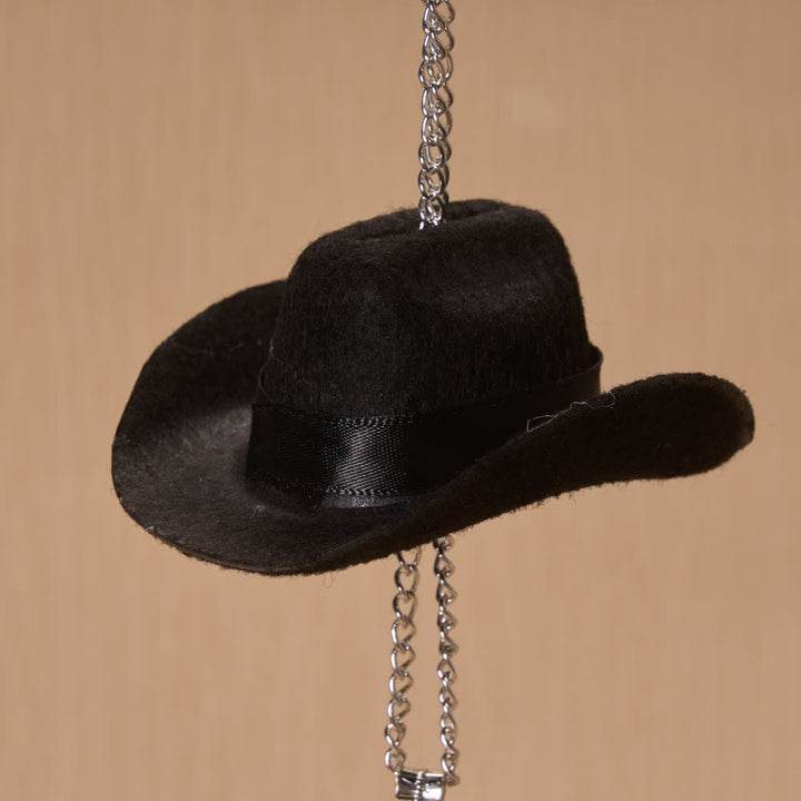 Christianartworkshop Ciondolo per auto con croce di legno e bussola a forma di cappello da cowboy: un simbolo senza tempo di costante guida celeste. - image 3