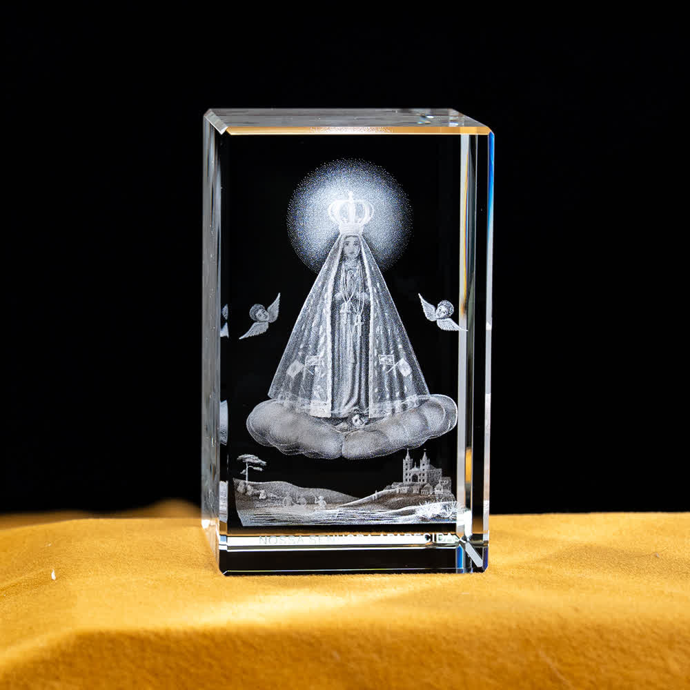 Christianartworkshop Statuetta sacra in cristallo incisa con design multipli, ideale per esposizione su scrivania e decorazione devozionale della casa. - Nostra Signora di Luján - 5x5x8cm - image 8