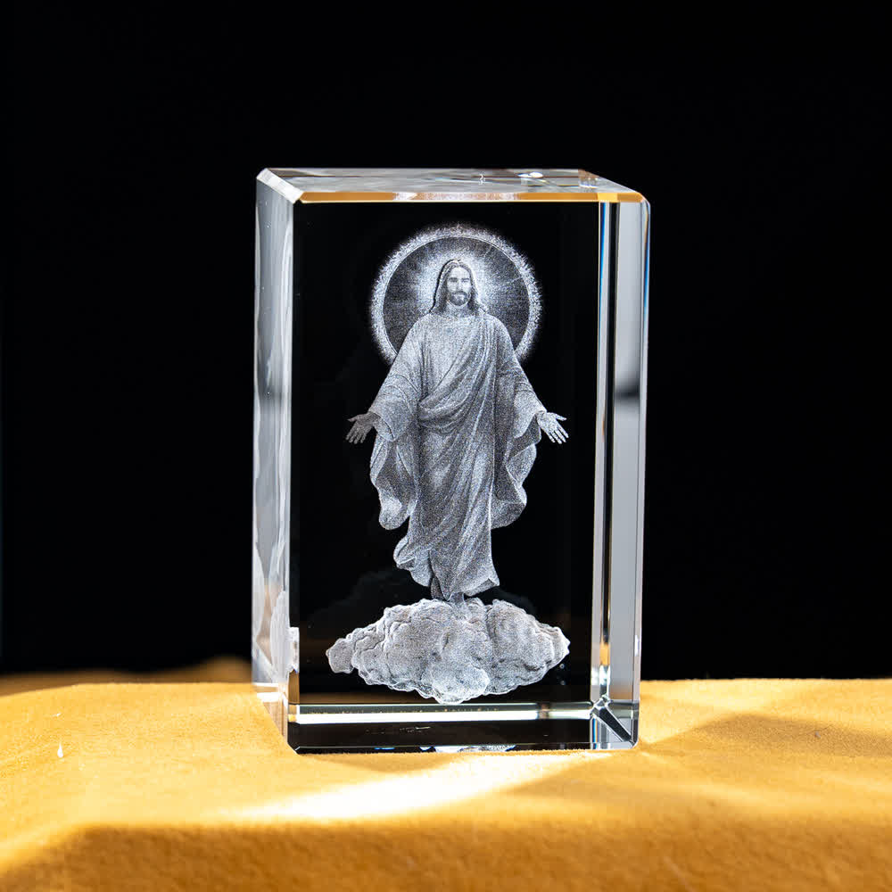 Christianartworkshop Statuetta sacra in cristallo incisa con design multipli, ideale per esposizione su scrivania e decorazione devozionale della casa. - Gesù ascendente - 5x5x8cm - image 20