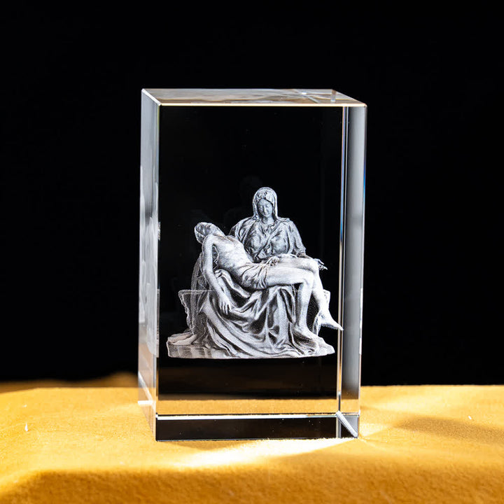 Christianartworkshop Statuetta sacra in cristallo incisa con design multipli, ideale per esposizione su scrivania e decorazione devozionale della casa. - Pietà - 5x5x8cm - image 22