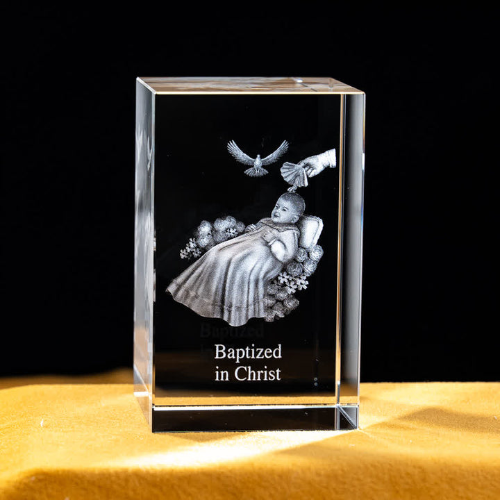 Christianartworkshop Statuetta sacra in cristallo incisa con design multipli, ideale per esposizione su scrivania e decorazione devozionale della casa. - Battesimo del bambino - 5x5x8cm - image 38