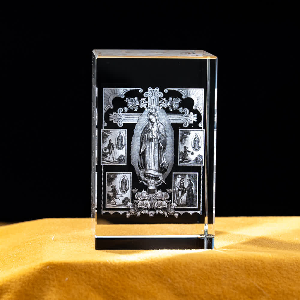Christianartworkshop Statuetta sacra in cristallo incisa con design multipli, ideale per esposizione su scrivania e decorazione devozionale della casa. - Apparizioni della Madonna di Guadalupe - 5x5x8cm - image 42