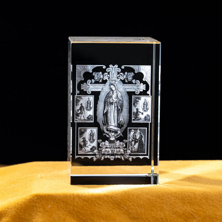 Christianartworkshop Statuetta sacra in cristallo incisa con design multipli, ideale per esposizione su scrivania e decorazione devozionale della casa. - Apparizioni della Madonna di Guadalupe - 5x5x8cm - image 42