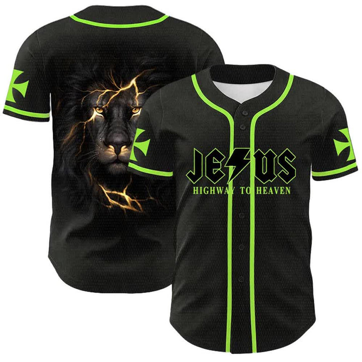 Christianartworkshop Maglia da baseball unisex "Jesus Highway To Heaven Lion Of Judah" - Verde chiaro - 5XL - image 15
