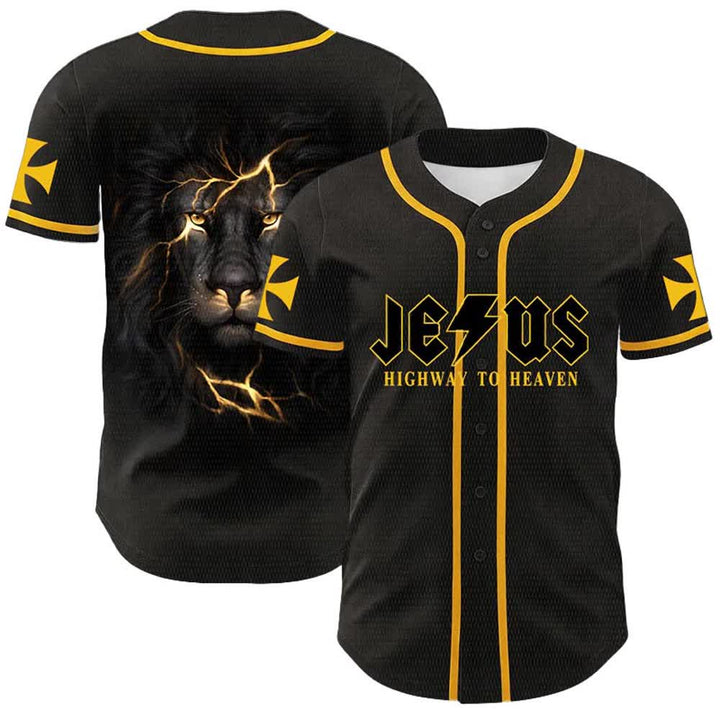 Christianartworkshop Maglia da baseball unisex "Jesus Highway To Heaven Lion Of Judah" - Giallo - 5XL - image 0