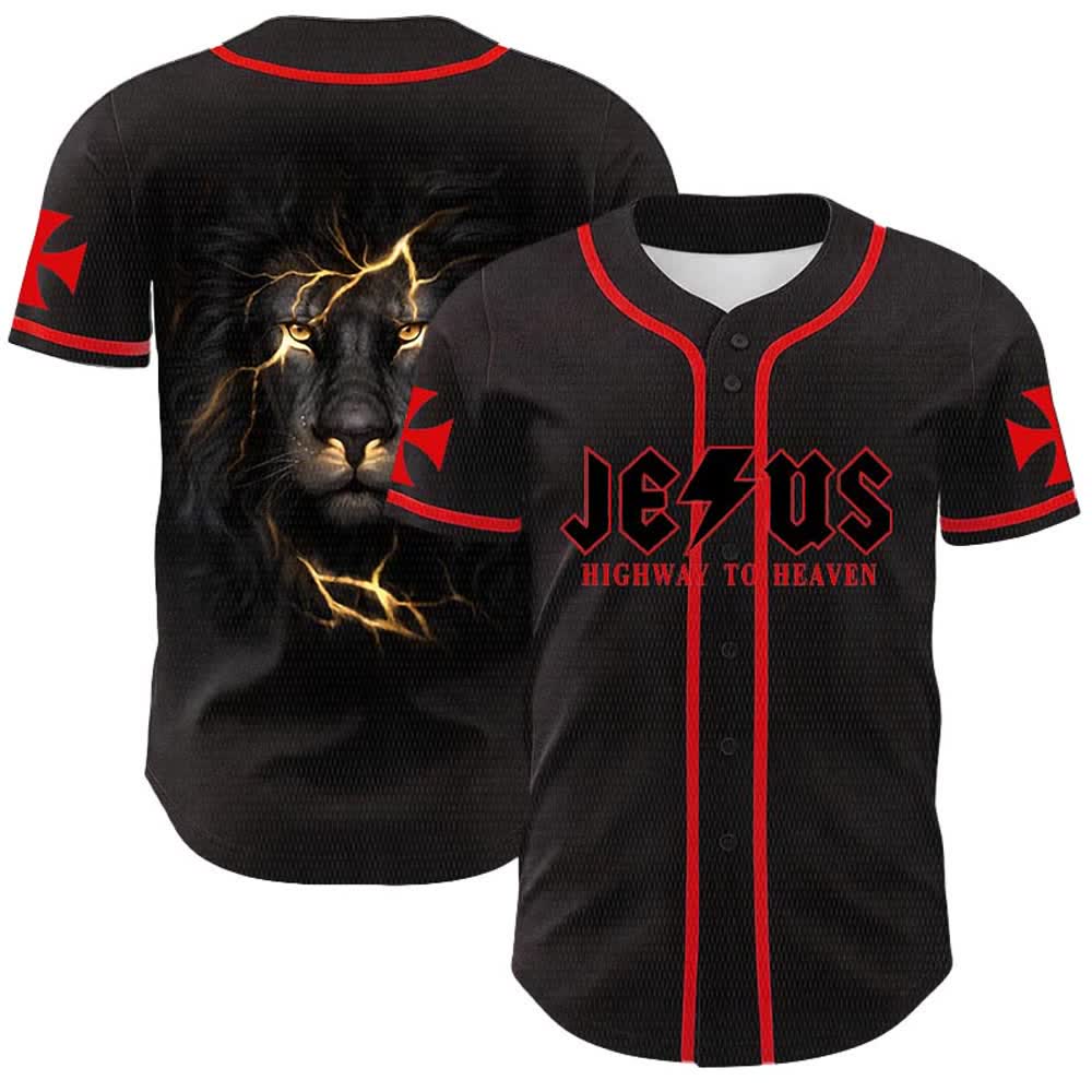 Christianartworkshop Maglia da baseball unisex "Jesus Highway To Heaven Lion Of Judah" - Rosso - 5XL - image 6