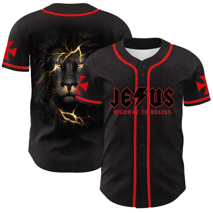 Christianartworkshop Maglia da baseball unisex "Jesus Highway To Heaven Lion Of Judah" - Rosso - 5XL - image 6