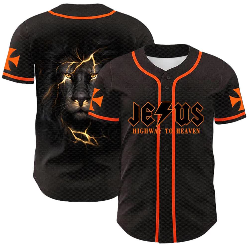 Christianartworkshop Maglia da baseball unisex "Jesus Highway To Heaven Lion Of Judah" - Arancia - 5XL - image 9