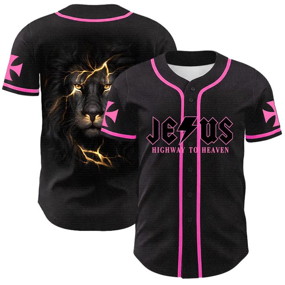 Christianartworkshop Maglia da baseball unisex "Jesus Highway To Heaven Lion Of Judah" - Rosa - 5XL - image 21