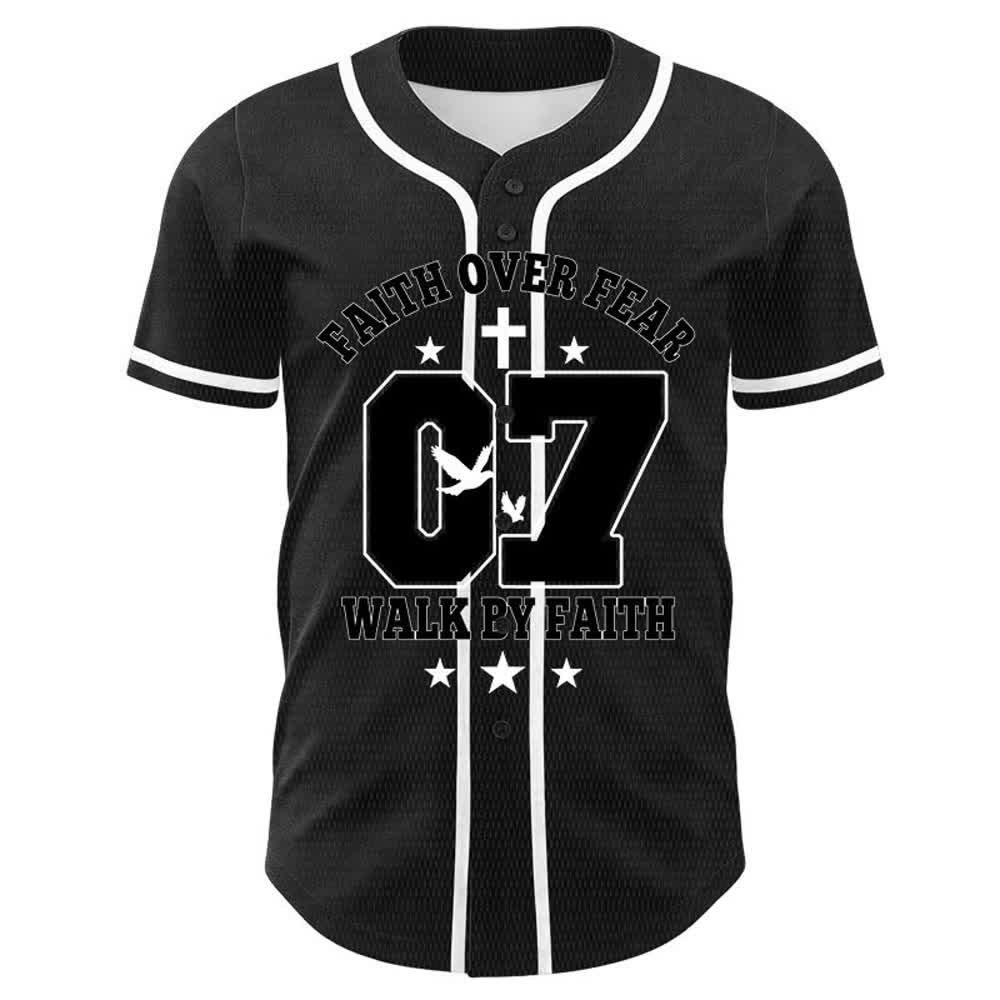 Christianartworkshop Fede contro la paura Camminata attraverso la paura Numero 07 Maglia da baseball unisex con croce della colomba - image 4