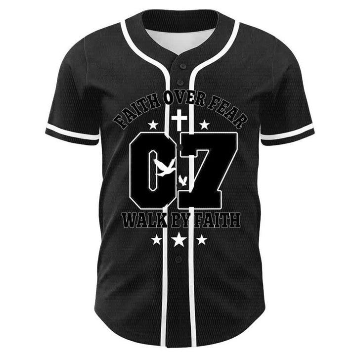 Christianartworkshop Fede contro la paura Camminata attraverso la paura Numero 07 Maglia da baseball unisex con croce della colomba - image 4