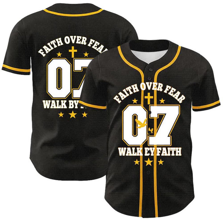Christianartworkshop Fede contro la paura Camminata attraverso la paura Numero 07 Maglia da baseball unisex con croce della colomba - Giallo - 5XL - image 0