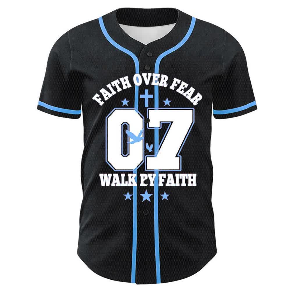 Christianartworkshop Fede contro la paura Camminata attraverso la paura Numero 07 Maglia da baseball unisex con croce della colomba - image 13