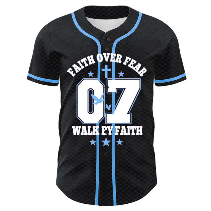 Christianartworkshop Fede contro la paura Camminata attraverso la paura Numero 07 Maglia da baseball unisex con croce della colomba - image 13