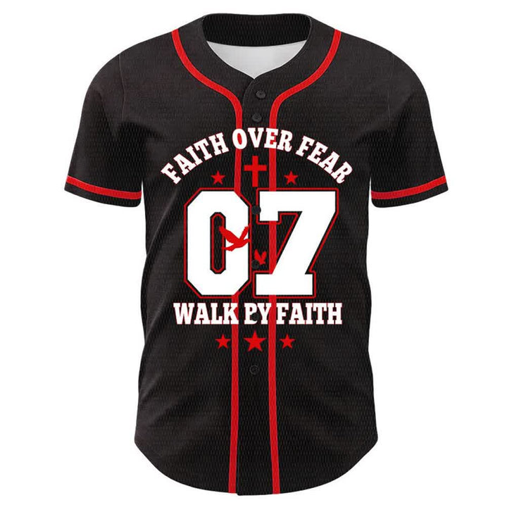 Christianartworkshop Fede contro la paura Camminata attraverso la paura Numero 07 Maglia da baseball unisex con croce della colomba - image 7