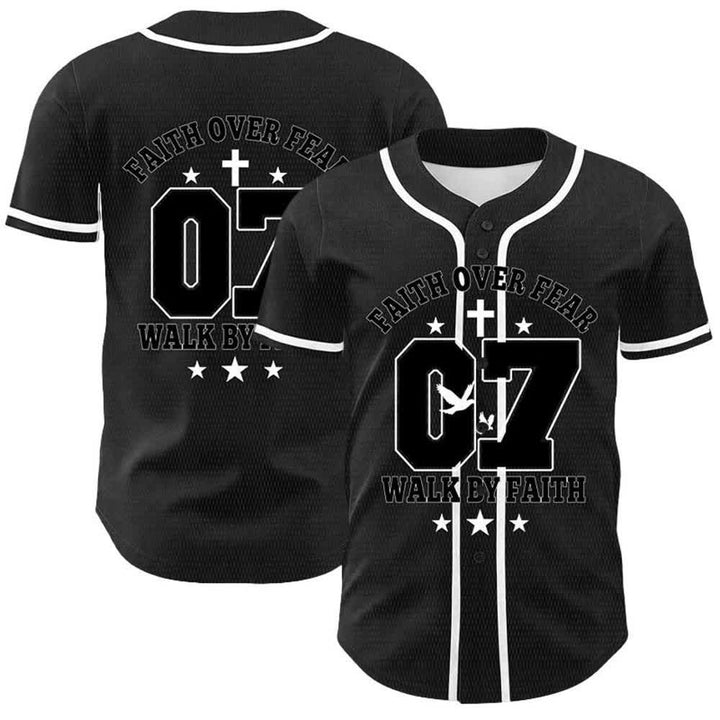 Christianartworkshop Fede contro la paura Camminata attraverso la paura Numero 07 Maglia da baseball unisex con croce della colomba - Bianco - 5XL - image 3