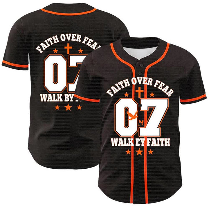 Christianartworkshop Fede contro la paura Camminata attraverso la paura Numero 07 Maglia da baseball unisex con croce della colomba - Arancia - 5XL - image 9