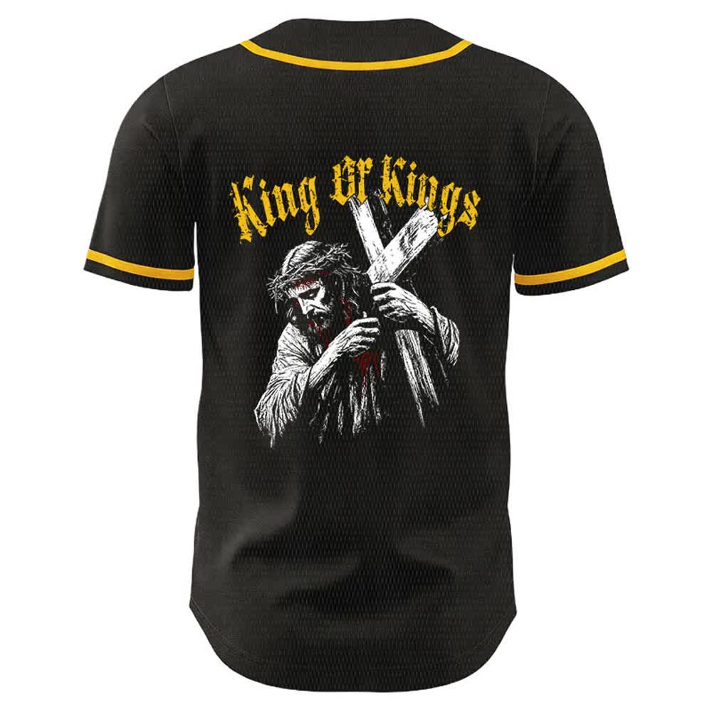 Christianartworkshop Maglia da baseball unisex King Of Kings Number 33 Jesus Portrying Cross - image 1