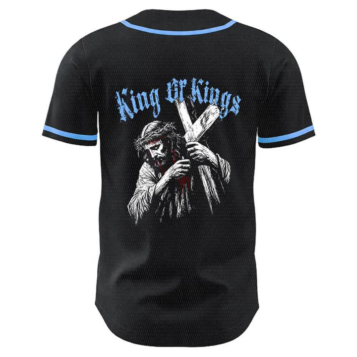 Christianartworkshop Maglia da baseball unisex King Of Kings Number 33 Jesus Portrying Cross - image 13