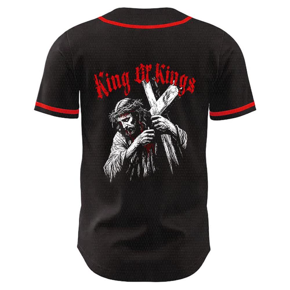 Christianartworkshop Maglia da baseball unisex King Of Kings Number 33 Jesus Portrying Cross - image 7