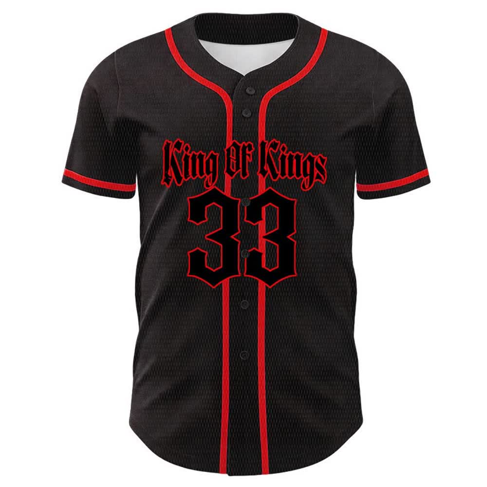 Christianartworkshop Maglia da baseball unisex King Of Kings Number 33 Jesus Portrying Cross - image 8