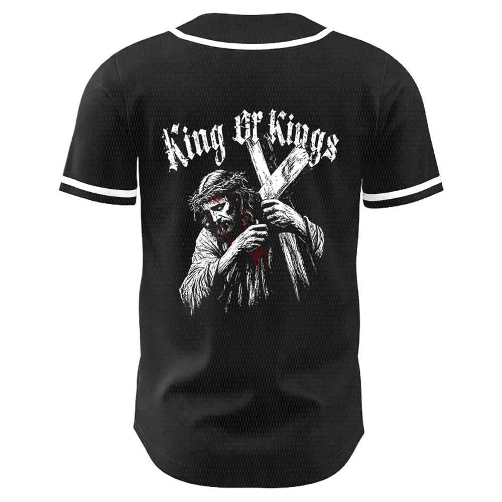 Christianartworkshop Maglia da baseball unisex King Of Kings Number 33 Jesus Portrying Cross - image 4