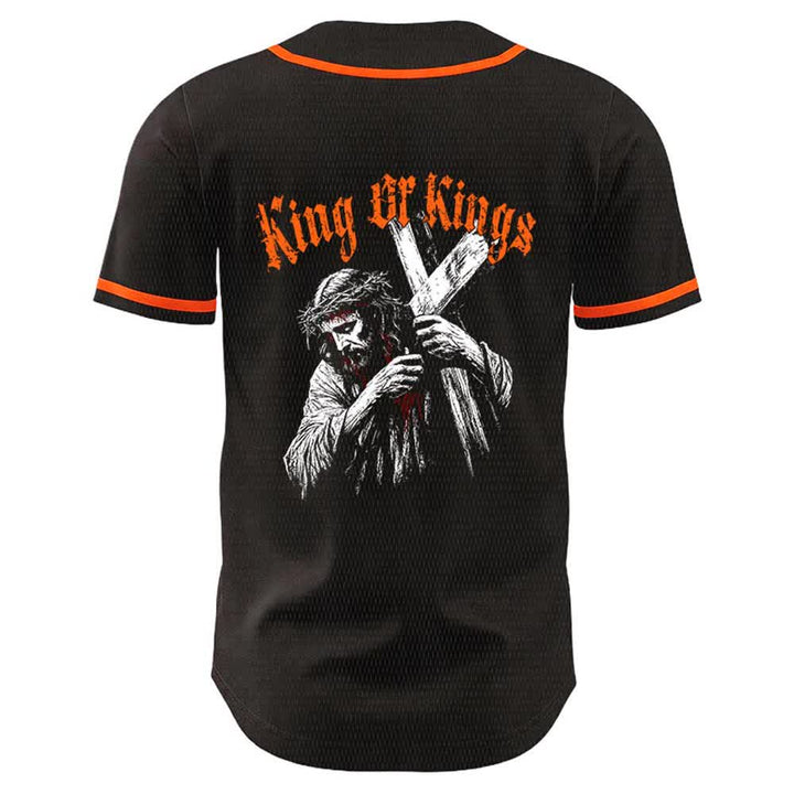 Christianartworkshop Maglia da baseball unisex King Of Kings Number 33 Jesus Portrying Cross - image 10
